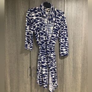 Laundry by Design Blue and White Patterned Dress